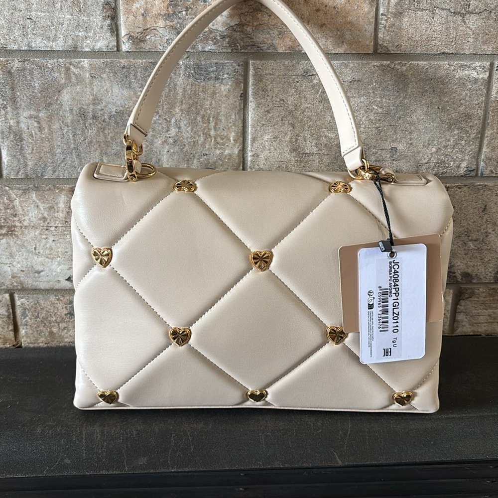 NWT Love Moschino Cream Quilted Handbag - Picture 2 of 6